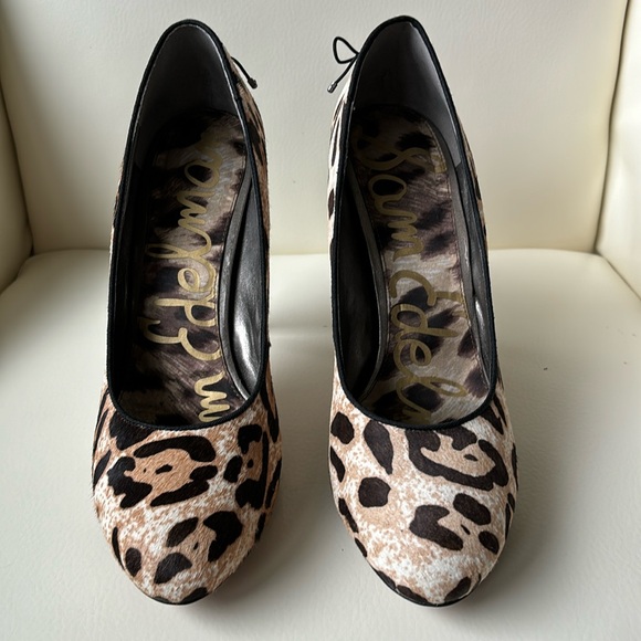 Sam Edelman Animal Print Metal and Lace Up Back Detail Shoes - Picture 2 of 10